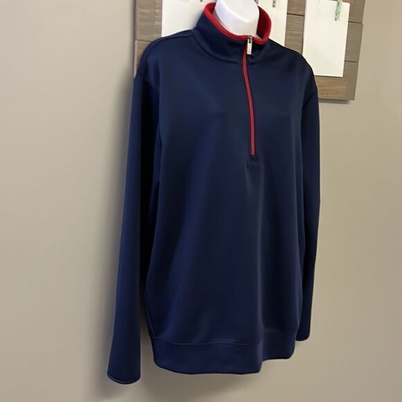 Antigua Men’s Navy Long Sleeve Mock Neck Golf Pullover- Large - Picture 4 of 12